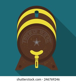 Abstract textured wooden beer keg with long shadow - Retro modern flat design