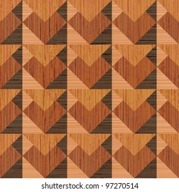 Abstract textured wooden  geomethrical mosaic seamless pattern. Vector.
