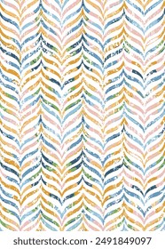 Abstractas patrón de tejido artesanal de estilo boho y zigzag texturizado. Diseño étnico tradicional para la ropa y el fondo textil, Chevron moderno en el patrón de Pascua de primavera.
