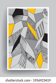 Abstract textures with geometrical object. Hand drawn background.