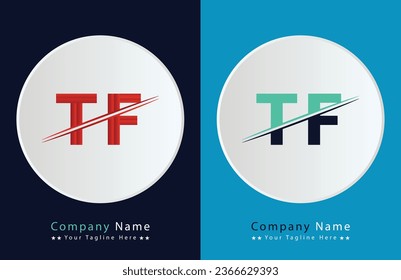 Abstrakte Design-Vorlage für TF-Buchstaben. Vektorlogo-Illustration.