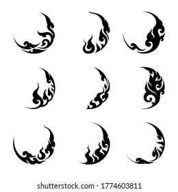 Abstract Thai art silhouette in circle shape. For logo element and ornament design vector set.