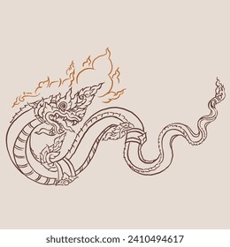 Abstract of Thai dragon vector for illustration, card, decoration