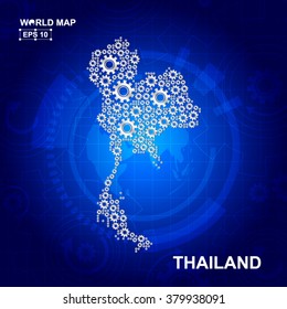 Abstract Thailand gear map. Vector design