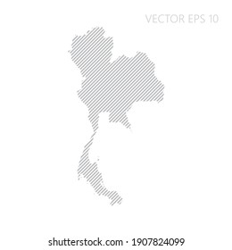 Resumen Mapa tailandés con líneas diagonales grises. Mapa de rayas de Tailandia. Ilustración del vector EPS10.