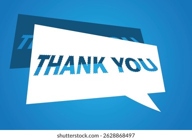 Abstract thank you message with white cut-out design, ideal for cards, presentations, and business use.