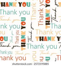Abstract thank you seamless background, vector illustration, typographic, lettering