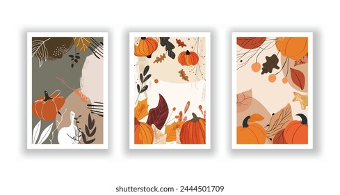 Abstract Thanksgiving Card Collection, Creative Universal Artistic Templates