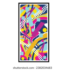 Abstract themed vector handwritten drawings with bright and colorful design art illustration style