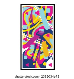 Abstract themed vector handwritten drawings with bright and colorful design art illustration style