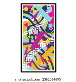 Abstract themed vector handwritten drawings with bright and colorful design art illustration style
