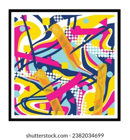 Abstract themed vector handwritten drawings with bright and colorful design art illustration style