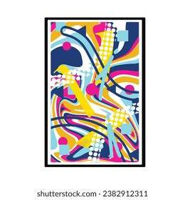 Abstract themed vector handwritten drawings with bright and colorful design art illustration style