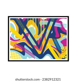 Abstract themed vector handwritten drawings with bright and colorful design art illustration style