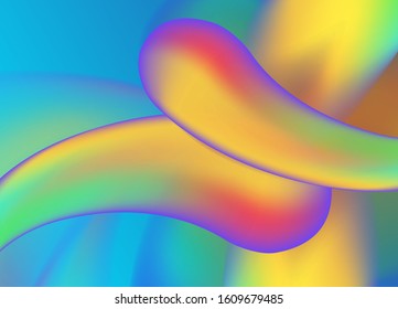 Abstract thermal background with gradient color shapes. Liquid color cover. Holographic shape element. Vector background