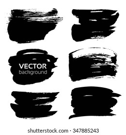 Abstract thick black smears textured isolated on a white background