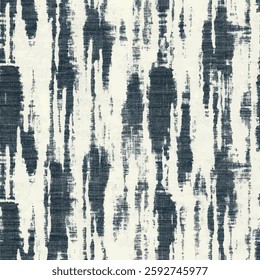 Abstract thick strokes in navy blue and white on an off-white background, Striped grunge lines ikat pattern, seamless pattern, Vector illustration background for print the paper.