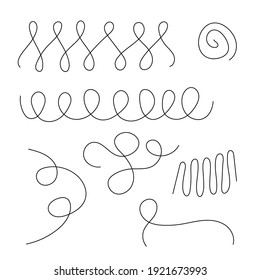 Abstract thin curly lines in random order simple hand drawn vector illustration