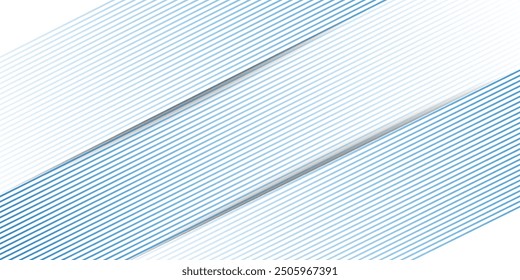 Abstract thin diagonal lines background. Slanted parallel white and grey stripes wallpaper. Vector geometric tech template texture for banner, poster, presentation, brochure, print, flyer, card,  