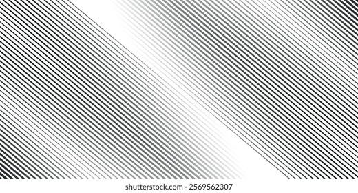 Abstract thin diagonal lines background. Slanted parallel white and grey stripes wallpaper. Vector geometric tech template texture for banner, poster, presentation, brochure, print, flyer, card,