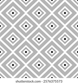 Abstract thin line checkered seamless pattern. Checkered infinity geometric pattern. Linear ornamental geometric background. Seamless background with rhombuses.  Vector illustration