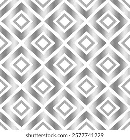 Abstract thin line checkered seamless rhombuses pattern. Linear ornamental geometric background. EPS Vector illustration