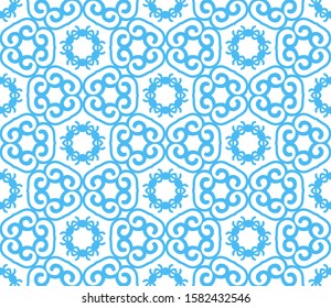 Abstract thin line curly seamless pattern. Linear ornamental geometric background. Wrapping paper. Vector illustration.             
