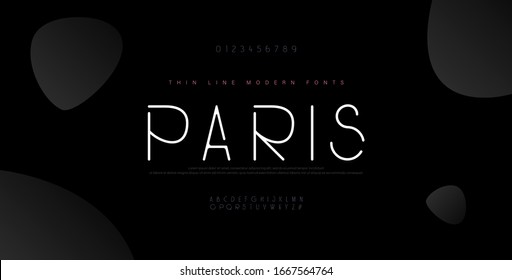 Abstract thin line font alphabet. Minimal modern fonts and numbers. Typography typeface uppercase lowercase and number. vector illustration