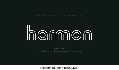 Abstract thin line font alphabet. Minimal modern fashion fonts and numbers. Typography typeface uppercase lowercase and number. vector illustration