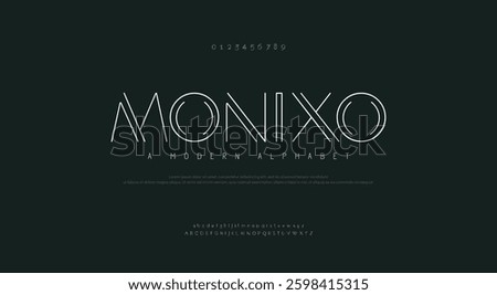 Abstract thin line font alphabet. Minimal modern fashion fonts and numbers. Typography typeface uppercase lowercase and number. vector illustration
