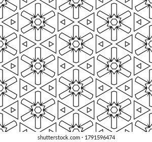 Abstract thin line geo seamless pattern. Linear geometric mosaic background. Modern wrapping paper. Vector illustration.            