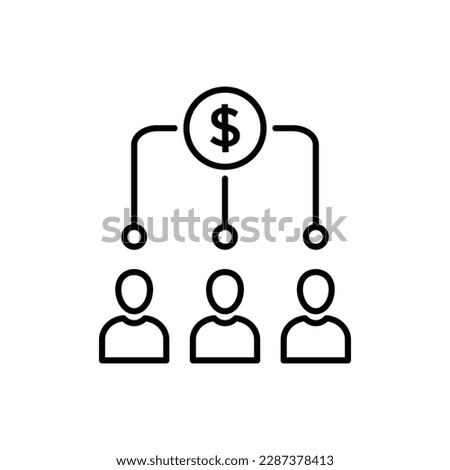 abstract thin line investors teamwork icon. concept of financial income or capital conference or insurance. outline trend sponsor or rich people logotype graphic design web element isolated on white