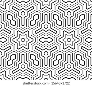 Abstract thin line seamless pattern. Linear ornamental geometric background. Wrapping paper. Vector illustration.         
