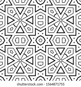 Abstract thin line seamless pattern. Linear ornamental geometric background. Wrapping paper. Vector illustration.         