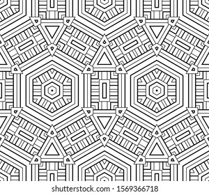 Abstract thin line seamless pattern. Linear ornamental geometric background. Wrapping paper. Vector illustration.          