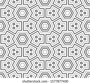 Abstract thin line seamless pattern. Linear ornamental geometric background. Wrapping paper. Vector illustration.           