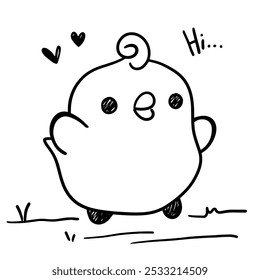Abstract thin line sketch of happy chicks hand drawn, in Vector illustration
