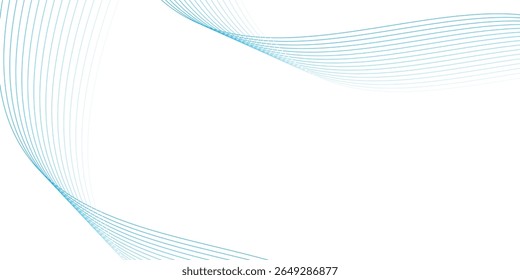 Abstract thin line wave background. Light blue dynamic stripe texture. Warped and curved lines wallpaper for tech design template