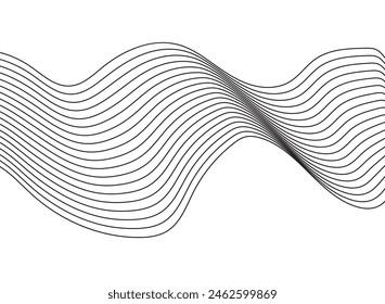 Abstract Thin line wavy, Curve wave seamless pattern.geometrical wavy on white background.Curve wavy seamless pattern. Line art striped graphic template.Vector illustration.