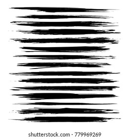 Abstract thin long brush strokes hand-drawn vector isolated on a white background