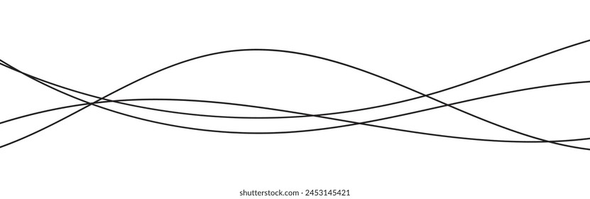 Abstractas onda fina. Fondo ondulado de línea fina. Líneas negras Abstractas ondean el movimiento de la curva en el Vector de fondo blanco. Fondo de Vector abstracto ondulado de línea fina. Patrón sin fisuras de onda de curva.