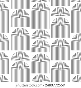 Abstract  thine line arcs seamless pattern. Abstract geometrical background. Vector design.