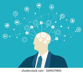 Abstract thinking Businessmen. Making decision, controlling and supporting idea. 
