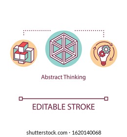 Abstract thinking concept icon. Cognitive process idea thin line illustration. Brainstorming. Human intelligence. Finding solution. Vector isolated outline RGB color drawing. Editable stroke