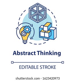 Abstract thinking concept icon. Creativity. Hypothetical model creation. Design thinking. Brainstorming idea thin line illustration. Vector isolated outline RGB color drawing. Editable stroke