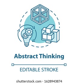 Abstract thinking concept icon. Creativity. Hypothetical model creation. Design thinking. Brainstorming idea thin line illustration. Vector isolated outline RGB color drawing. Editable stroke