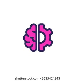 Abstract thinking integrates cogwheels brain logo design concept