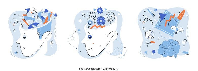 Abstract thinking. Vector illustration. The abstract thinking concept encourages us to question assumptions and explore alternative perspectives Conceptual understanding forms basis for abstract