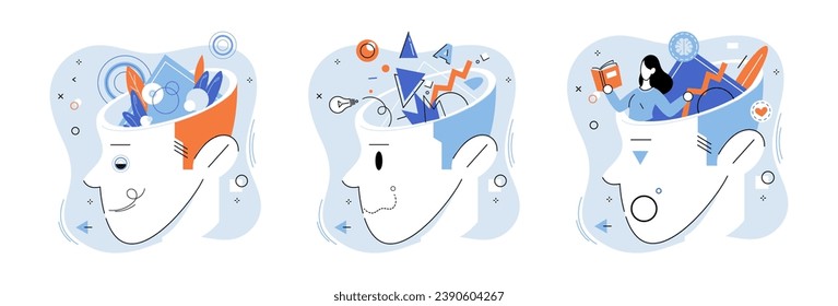 Abstract thinking. Vector illustration. Conceptual understanding lays groundwork for abstract thinking and integration diverse information Mental agility is essential for abstract thinking allowing
