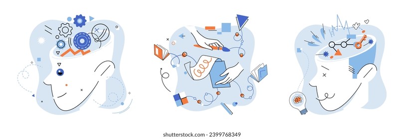 Abstract thinking. Vector illustration. Creative thinking is valuable skill can lead to innovative solutions and breakthroughs The abstract thinking concept encourages us to question assumptions